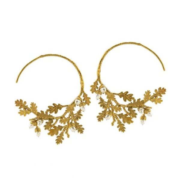gold-plated chain necklace with charms Sterling Silver & Gold Vermeil Hoops - "Oak Leaf & Acorns"