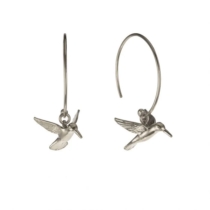 minimalist threader earrings gold Sterling Silver Hoop Earrings - "Hummingbird"