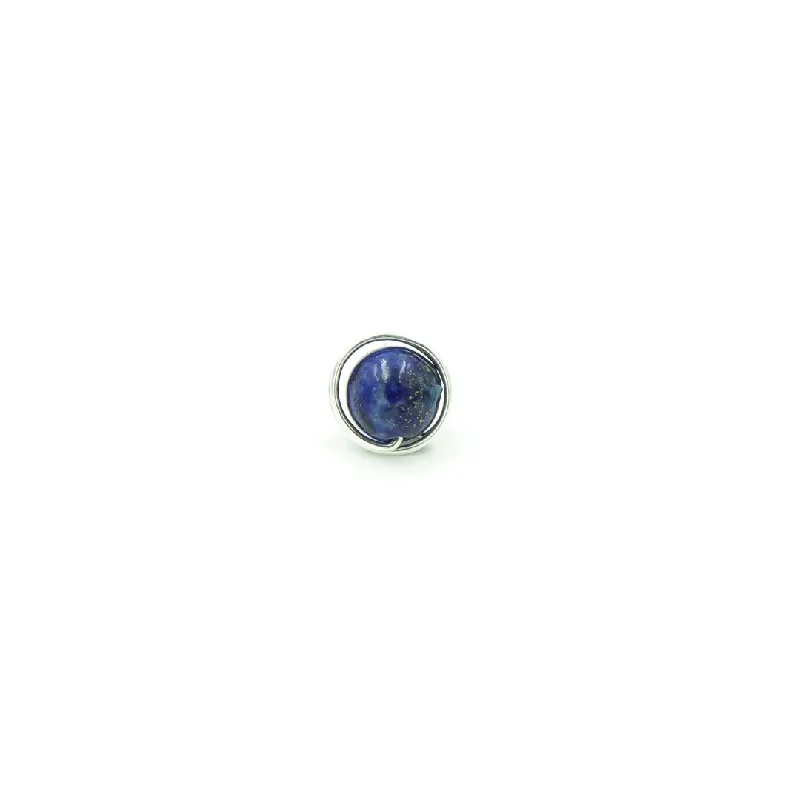 geometric diamond earrings gold Sterling Silver Lapis Lazuli Single Stud Nest