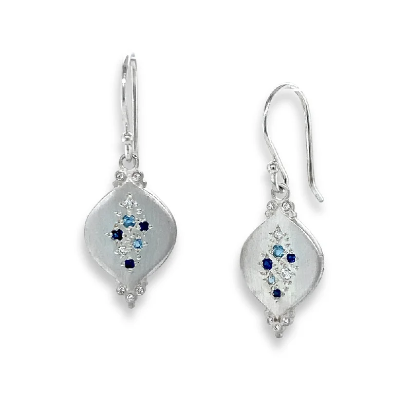 modern geometric silver ring Sterling Silver Raindrop Earrings - "Midnight Rain"