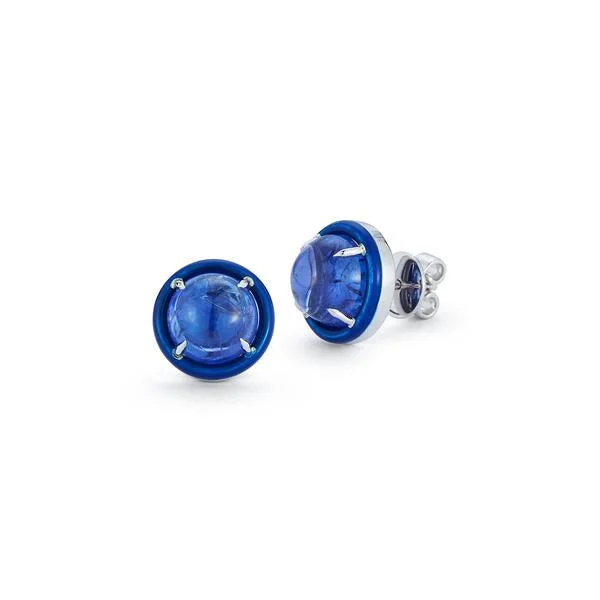 chunky silver hoop earrings Small Tanzanite and Blue Enamel Earrings