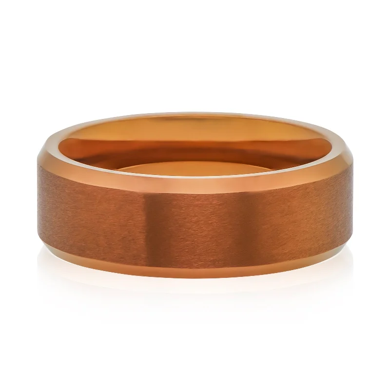 men’s tungsten wedding ring Tensity Tungsten Bronze Tone Brushed Ring