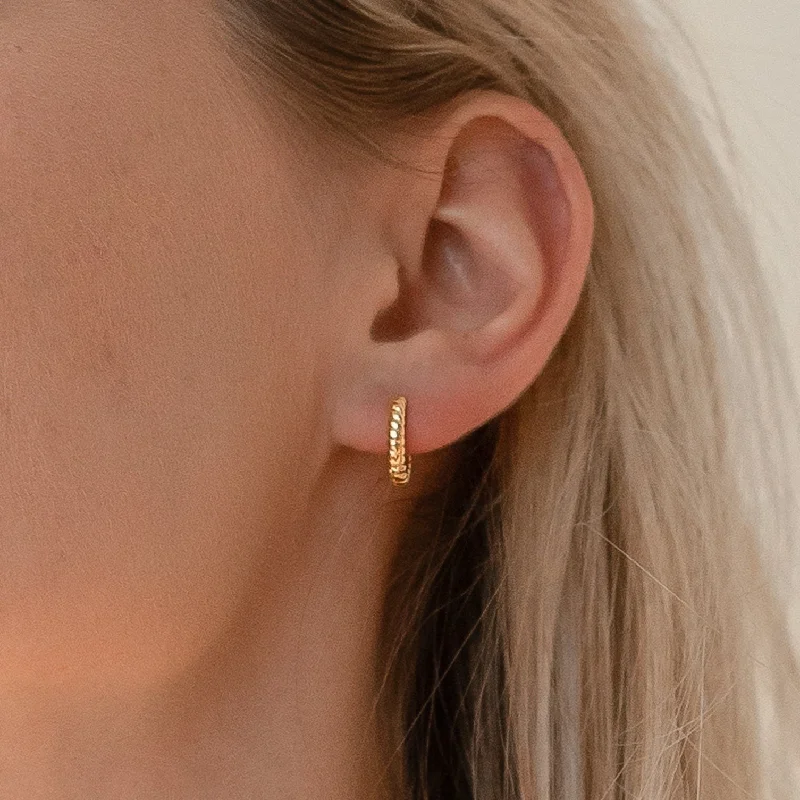 pearl and gold chain earrings Thea Twisted Huggies