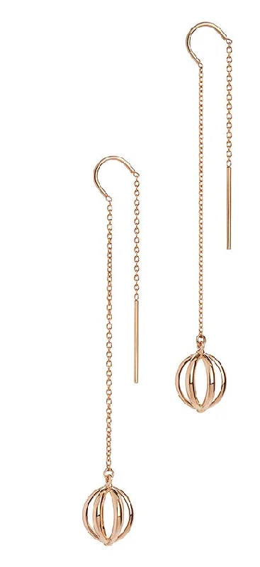 silver rope chain men Rose Gold Cage Threader Earrings