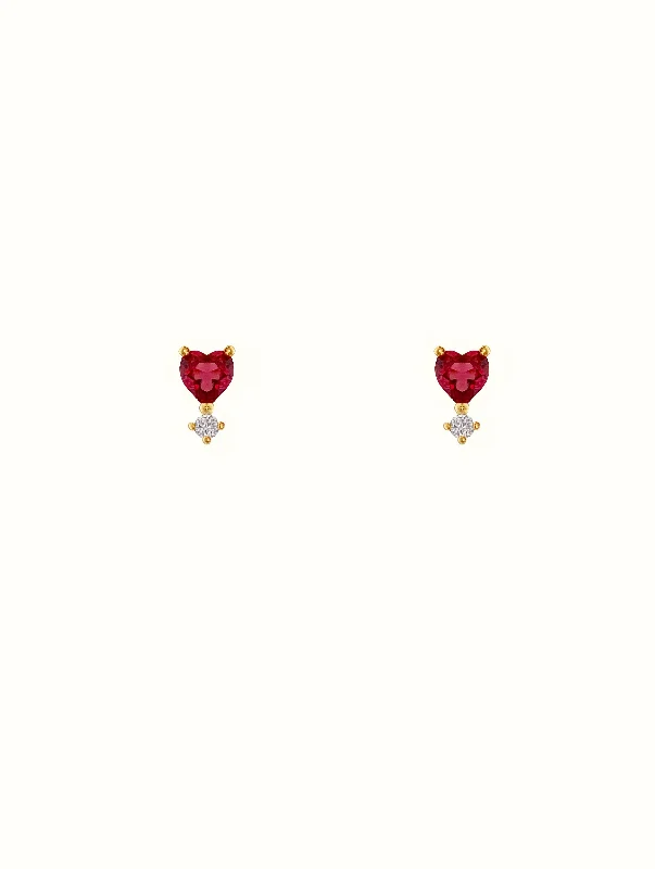 gold moonstone cocktail ring Teeny Tiny Red Heart Studs