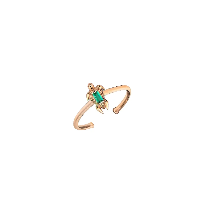 emerald cut diamond wedding ring Tortoise Toe Ring
