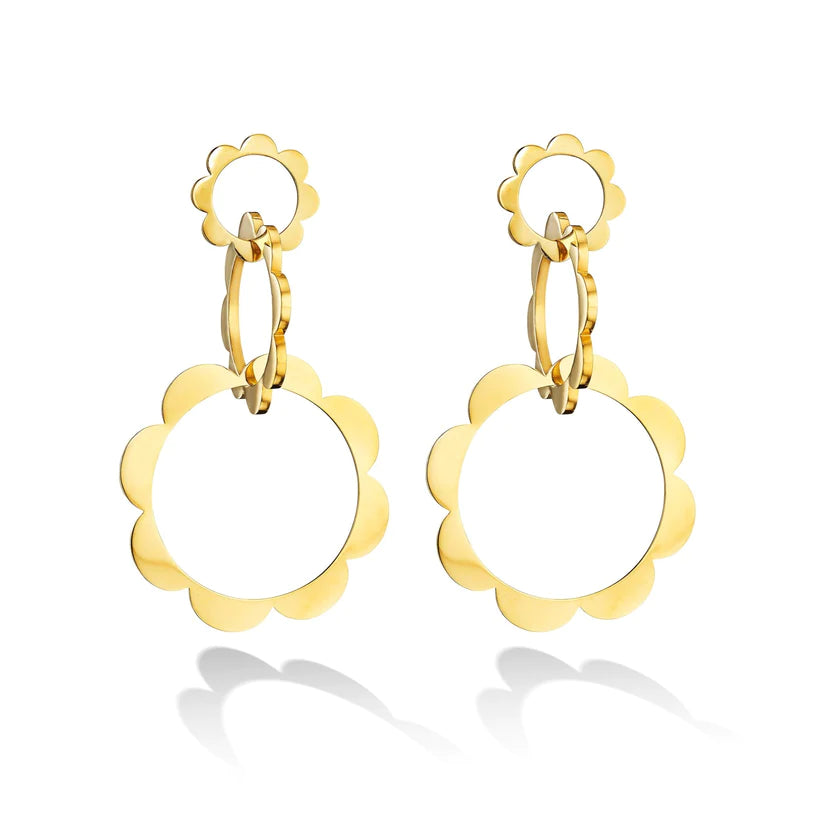 gold medallion pendant necklace TRIO Unity Drop Earrings