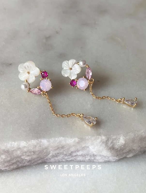 amethyst gemstone engagement ring Tropical Flower Pink Studs