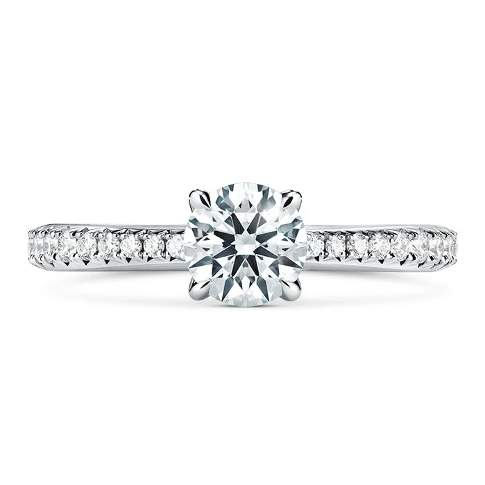 hammered silver wedding band Vela Solitaire Ring with Diamond Band