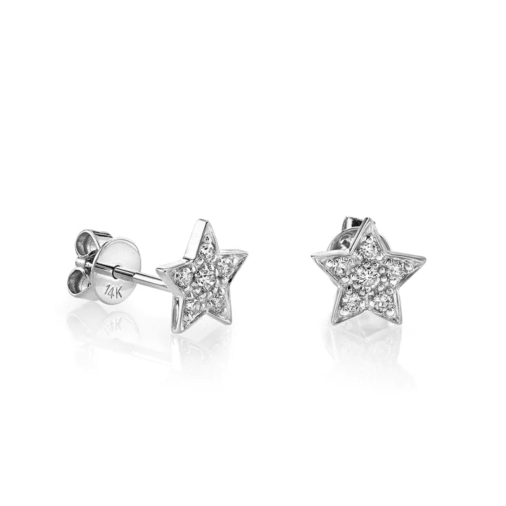 classic tennis bracelet white gold White Gold Star Studs, Pave Diamonds