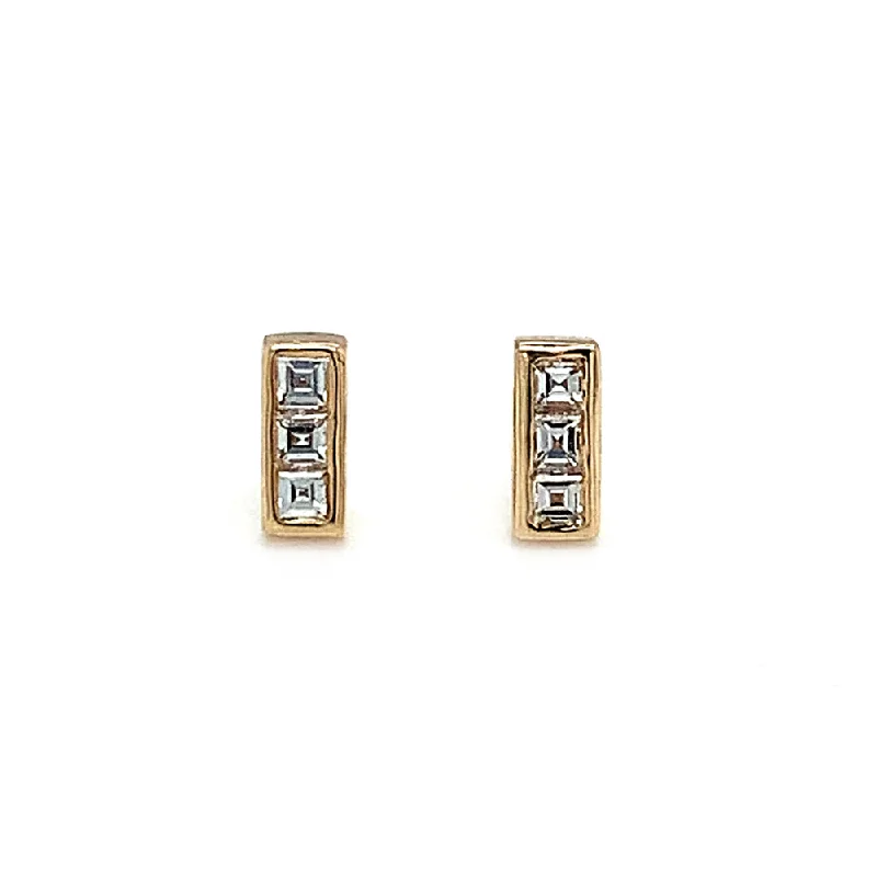 adjustable charm bracelet sterling silver Yellow Gold & Channel Set Diamond Earrings- "Mosaic Mystery"