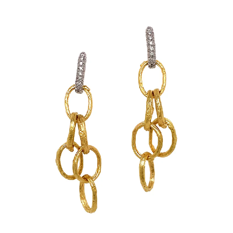 delicate angel wings necklace Yellow Gold and Diamond Dangle Earrings - "Open Branch"
