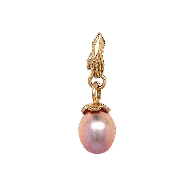 white gold necklace simple Yellow Gold and Pearl Single Gauntlet Stud - "Astrid"