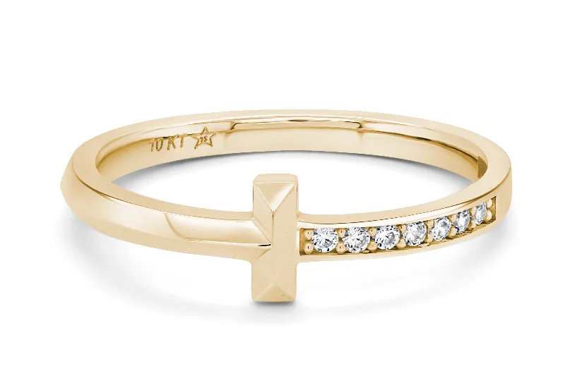 opal cluster ring unique Yellow Gold Bar Ring