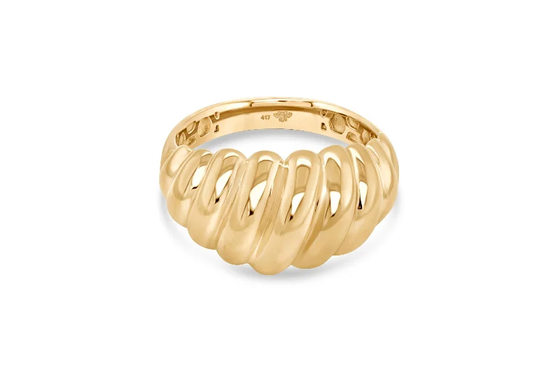 dainty lotus flower ring Yellow Gold Croissant Ring