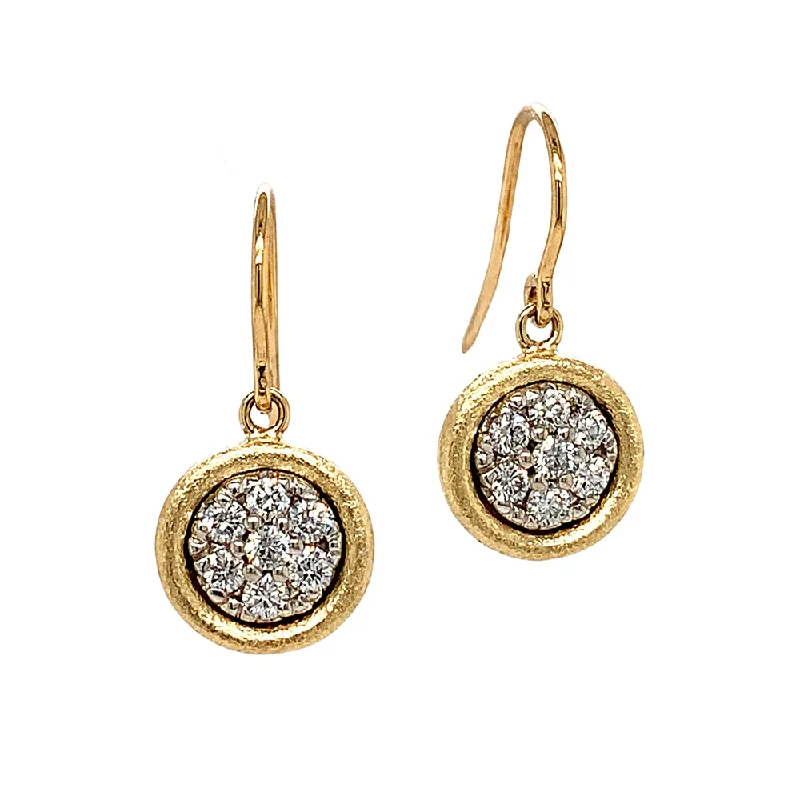 classic silver pearl earrings Yellow Gold & Diamond Dangle Earrings - "Mosaic"