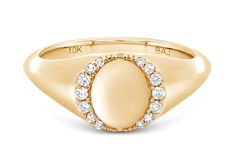 silver infinity knot ring Yellow Gold & Diamond Signet Ring