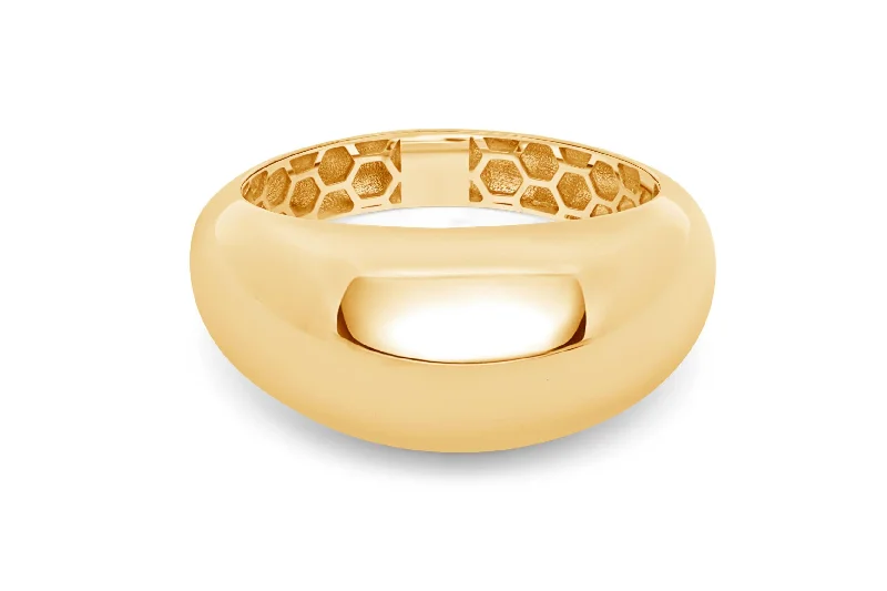 handmade raw stone engagement ring Yellow Gold Domed Ring