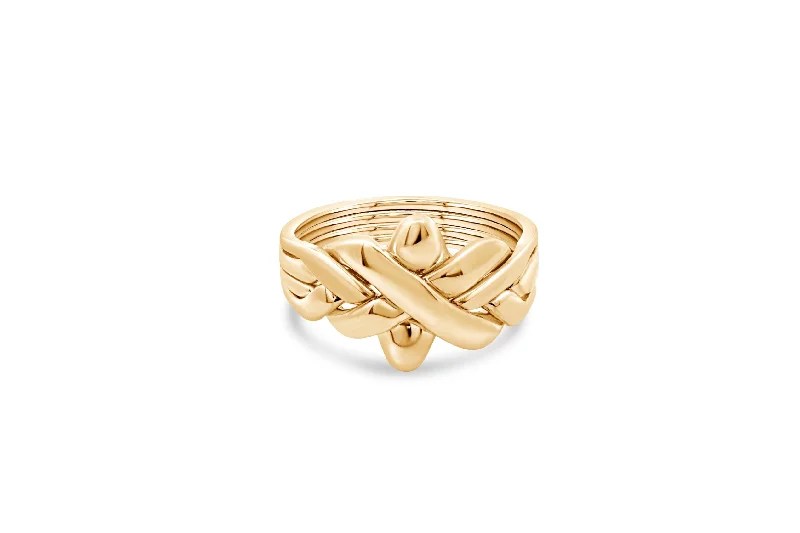 adjustable rope bracelet handmade Yellow Gold Four Band Puzzle Ring