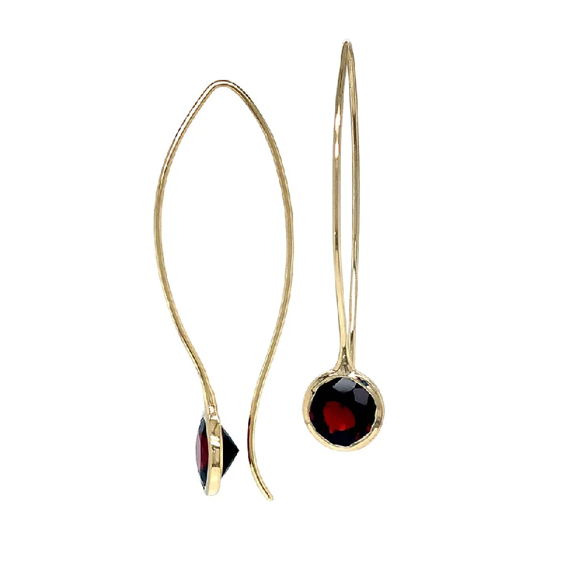 unique gemstone necklace handmade Yellow Gold & Garnet Drop Earrings -  "Comet"