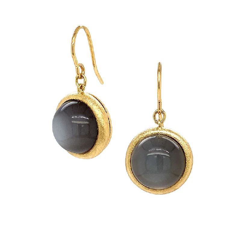 personalized couple’s bracelet engraved Yellow Gold & Moonstone Drop Earrings - "Baltic Night"
