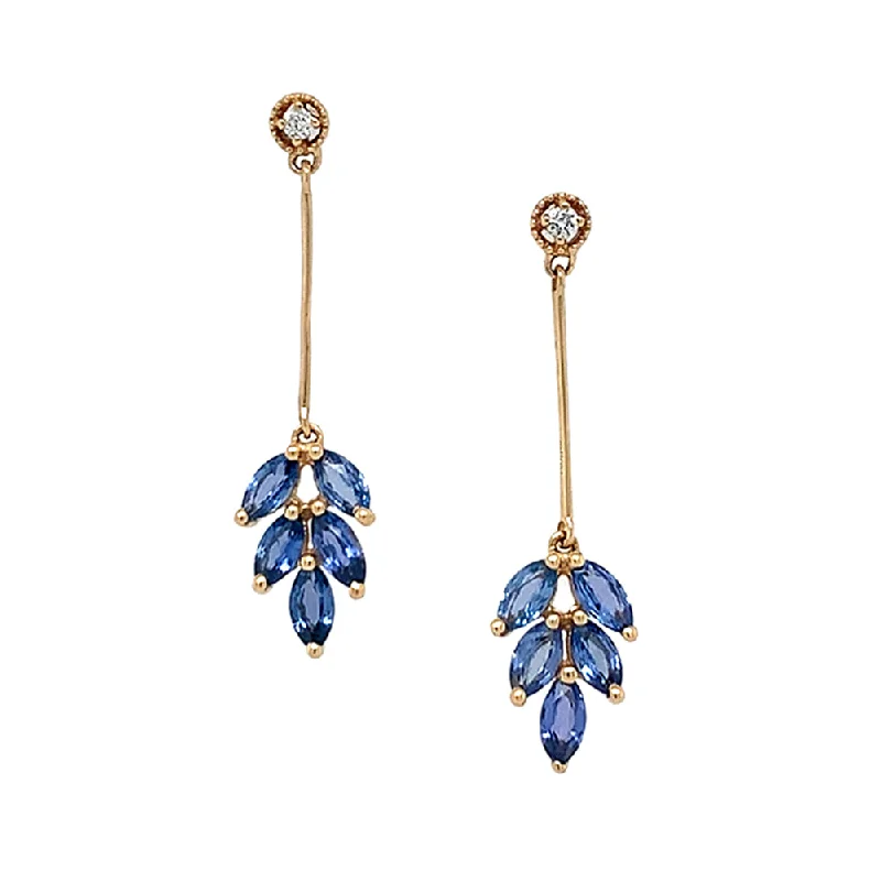 simple crystal pendant necklace Yogo Sapphire & Diamond Yellow Gold Earrings - "Leaf Clusters"