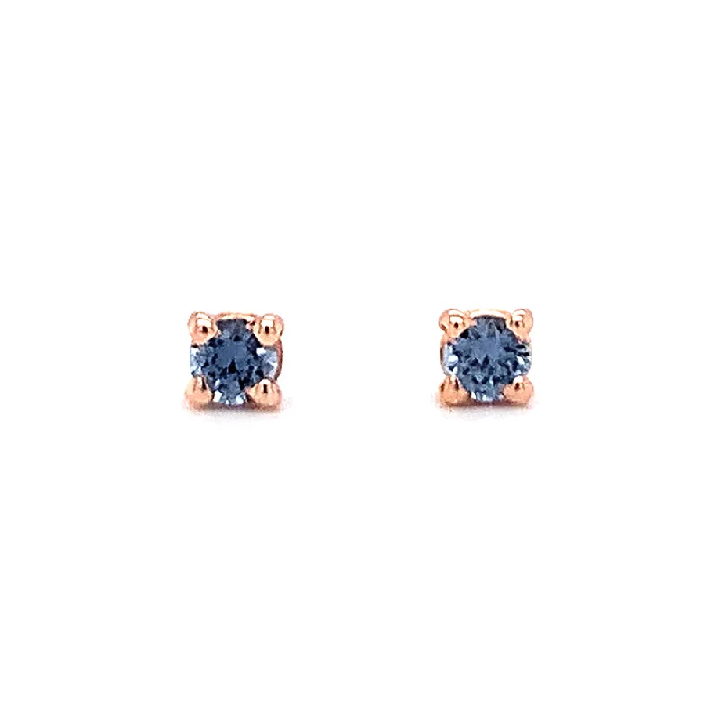 personalized couple rings Yogo Sapphire & Rose Gold Stud Earrings - "Blue & Blush"