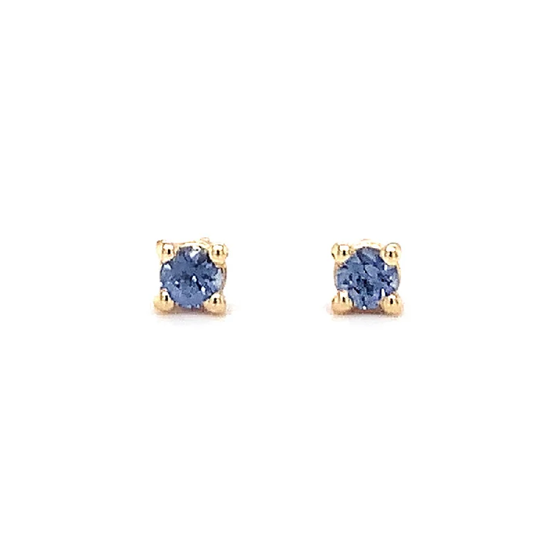 simple crystal earrings Yogo Sapphire & Yellow Gold Stud Earrings - "Dash of Sky"