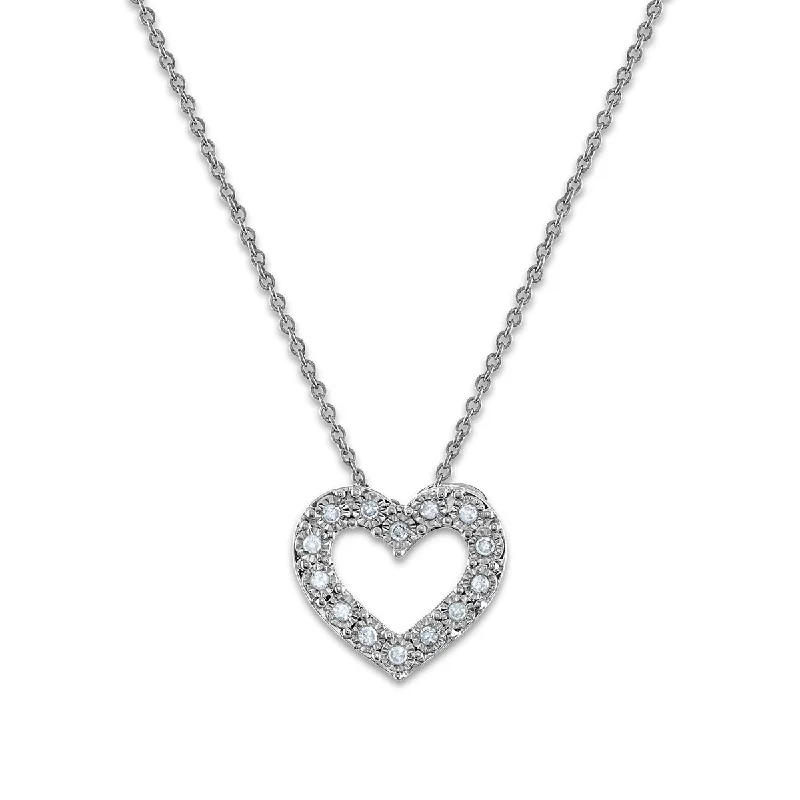 sterling silver charm anklet 1/10 CTW Diamond Heart 18-inch Pendant in Rhodium Plated Sterling Silver sterling silver charm anklet 1/10 CTW Diamond Heart 18-inch Pendant in Rhodium Plated Sterling Silver