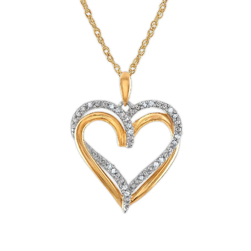black stainless steel signet ring 1/10 CTW Diamond Heart 18-inch Pendant in Yellow Gold Plated Sterling Silver