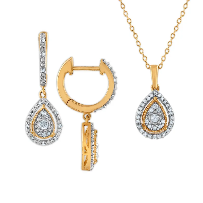 customized infinity bracelet 1/2 CTW Diamond Pendant and Earrings Set in Gold Plated Sterling Silver