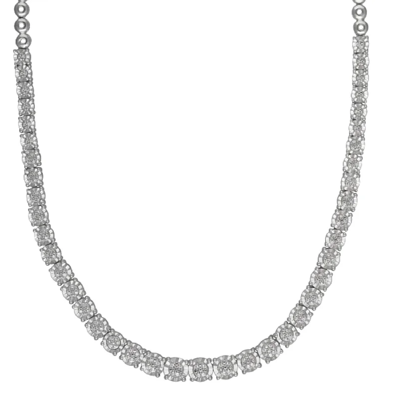 layered gold coin pendant necklace 1/3 CTW Diamond Illusion Set Tennis 18-inch Necklace in Sterling Silver