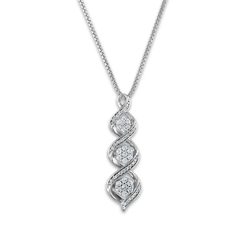 vintage art deco bracelet 1/4 CTW Diamond Three Stone Twist 18-inch Pendant in Sterling Silver
