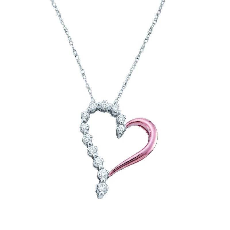 bold gothic skull necklace 1/7 CTW Diamond Heart 18-inch Pendant in 10KT Rose Gold