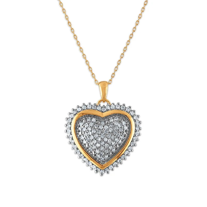 sapphire princess cut ring 1 CTW Diamond Heart 18-inch Pendant in Yellow Gold Plated Sterling Silver
