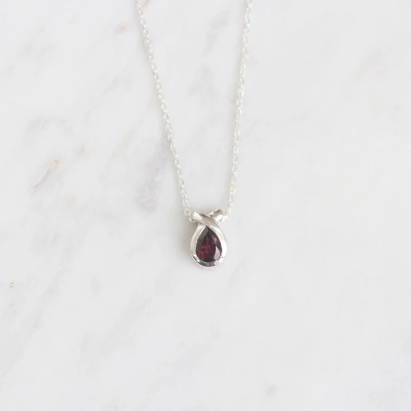 dainty beaded stretch bracelet Pear Shaped Rhodolite Garnet Pendant