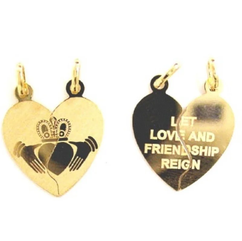 handmade macrame bracelet for men 10KT Gold Heart Claddagh Break Apart Charm. Chain not Included