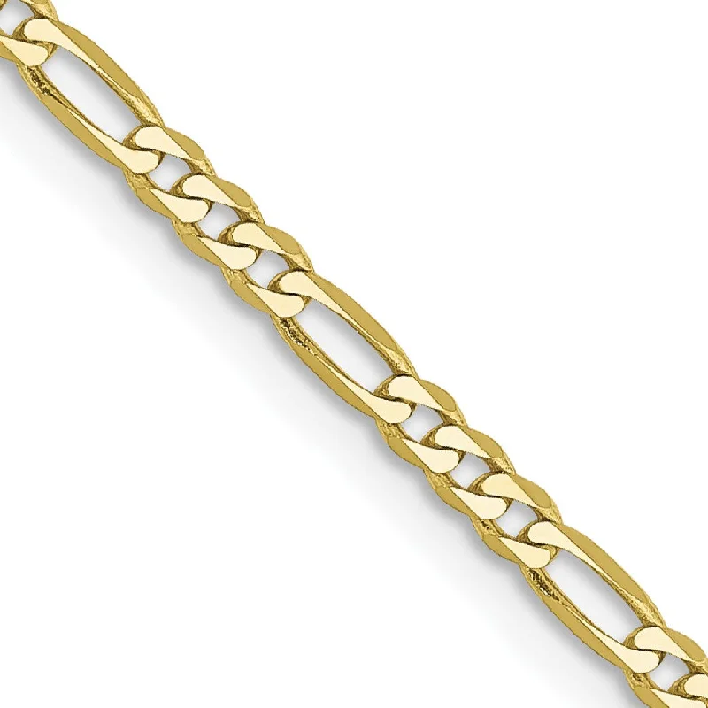 chunky statement cuff bracelet 10KT Yellow Gold 18-inch 2.2MM Lobster Clasp Figaro Chain