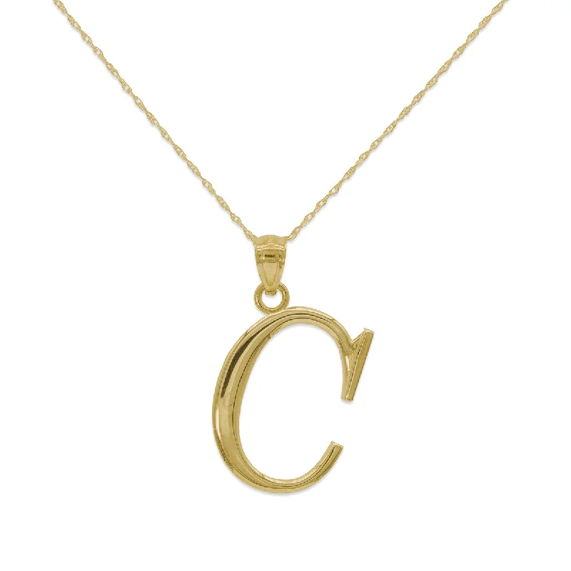 gemstone infinity bracelet 10KT Yellow Gold 18-inch 30MM Initial Pendant; Initial C