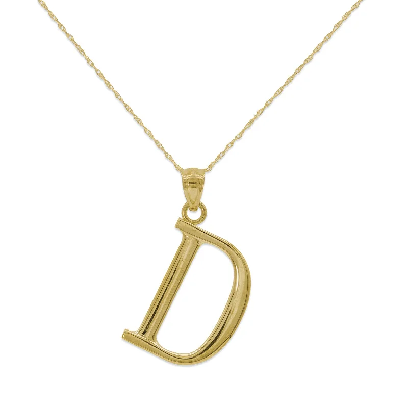 birthstone necklace for mom 10KT Yellow Gold 18-inch 30MM Initial Pendant; Initial D