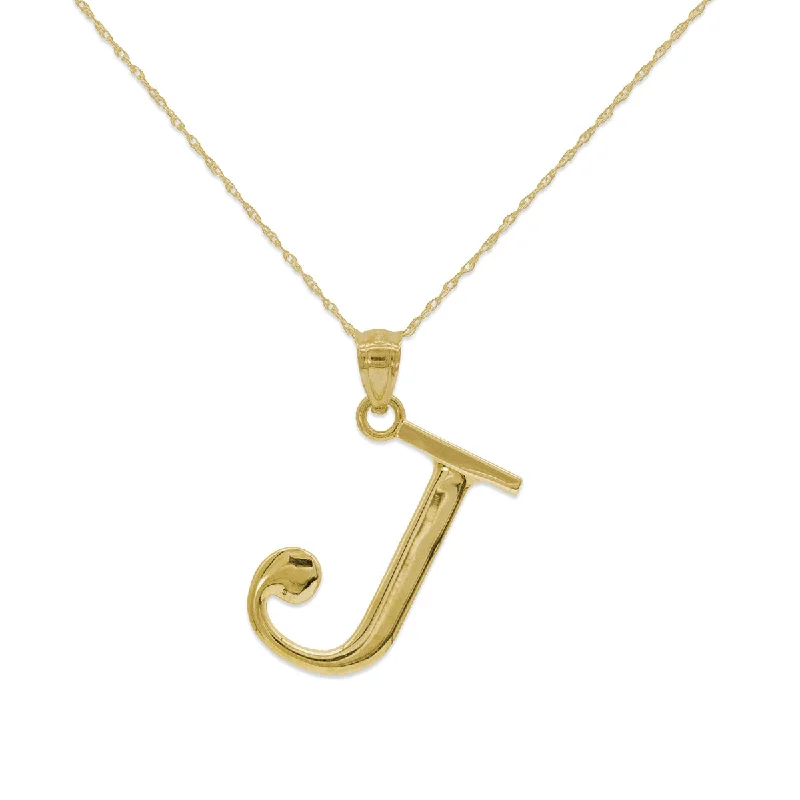 men’s tungsten wedding ring 10KT Yellow Gold 18-inch 30MM Initial Pendant; Initial J