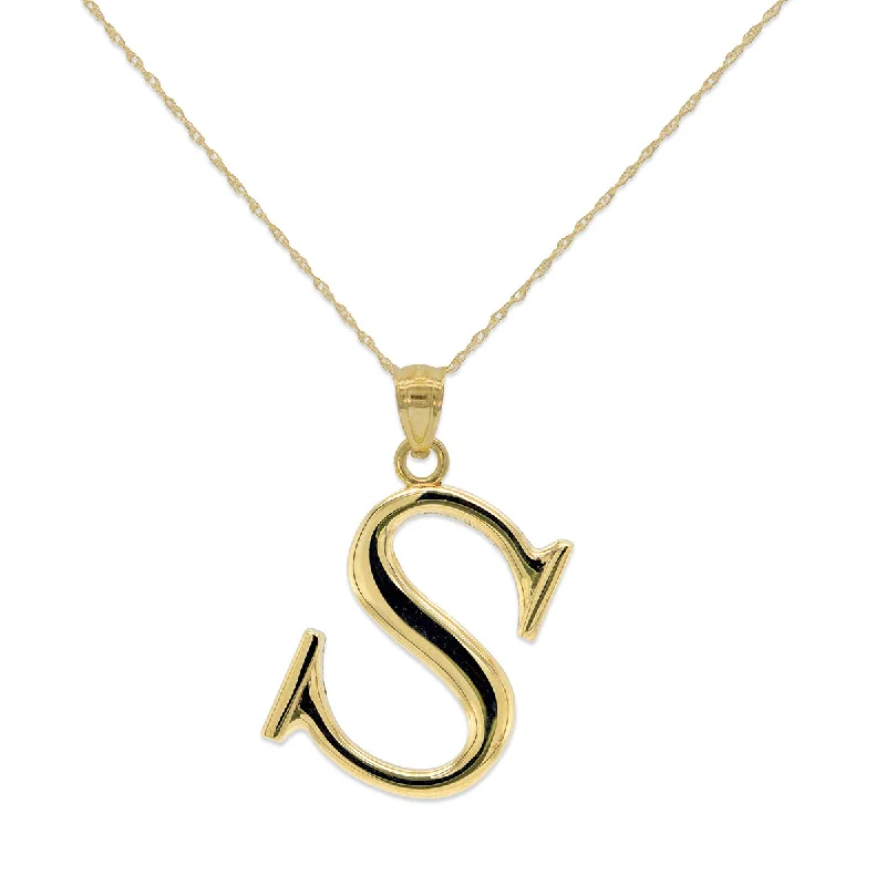 minimalist crystal quartz ring 10KT Yellow Gold 18-inch 30MM Initial Pendant; Initial S