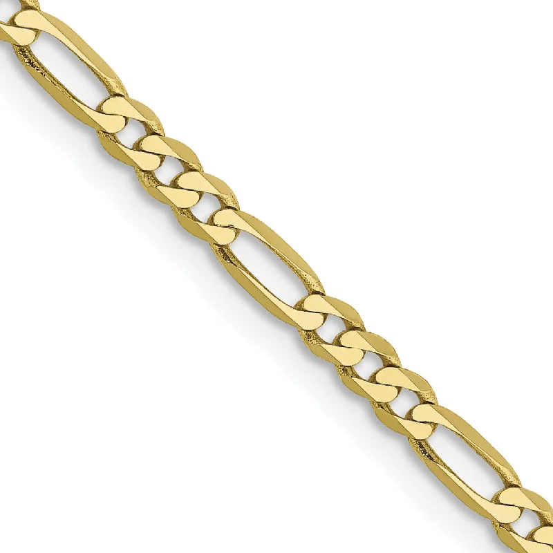classic diamond solitaire necklace 10KT Yellow Gold 20-inch 2.75MM Flat Figaro Chain