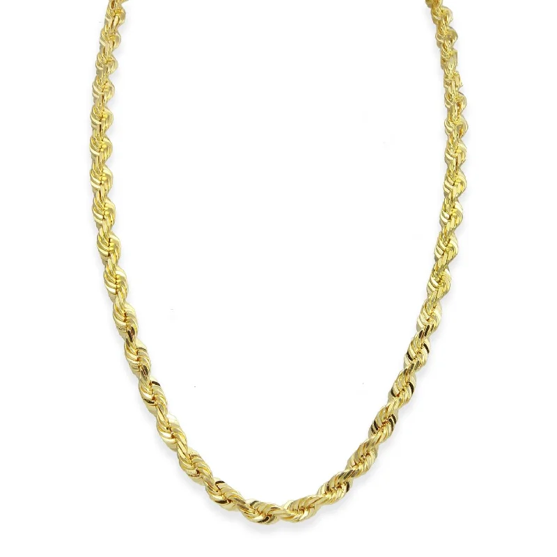 men’s silver wedding band 10KT Yellow Gold 22-inch 3MM Diamond-cut Rope Chain