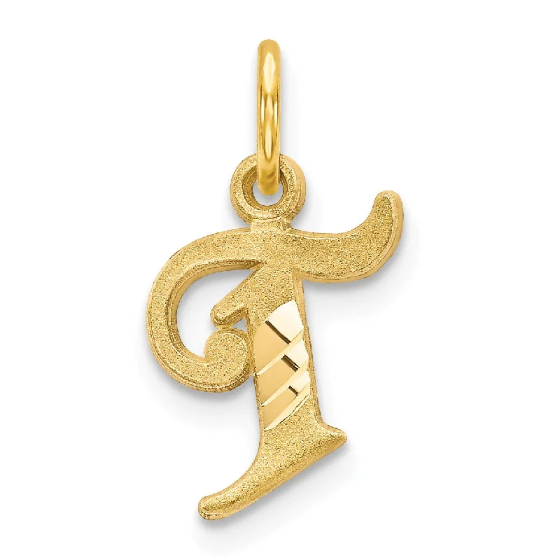 personalized hand-stamped bar ring 14k Initial T Charm