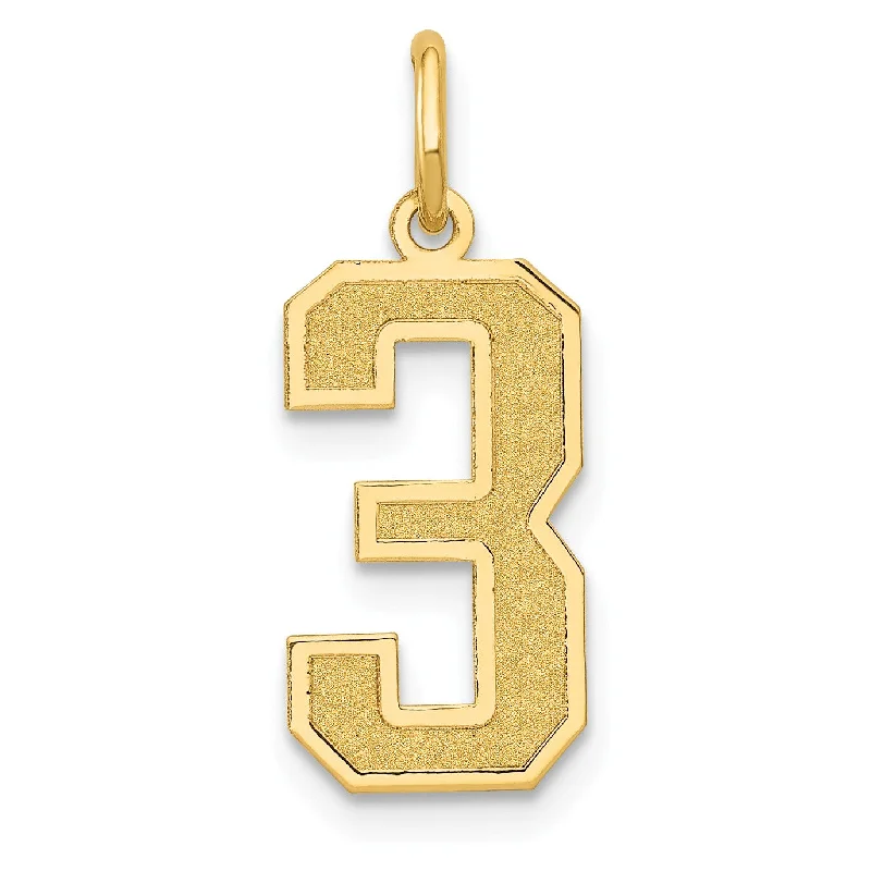 silver moon and star pendant 14k Medium Satin Number 3 Charm