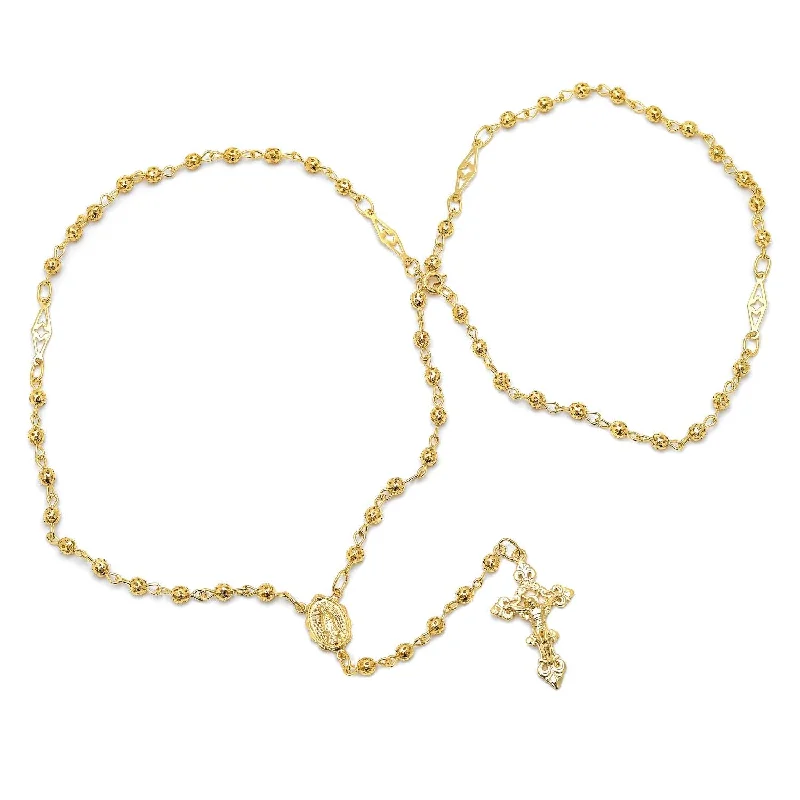 dainty heart charm necklace 14KT Gold Plated Sterling Silver 4MM Beads 24-inch Rosary Necklace dainty heart charm necklace 14KT Gold Plated Sterling Silver 4MM Beads 24-inch Rosary Necklace