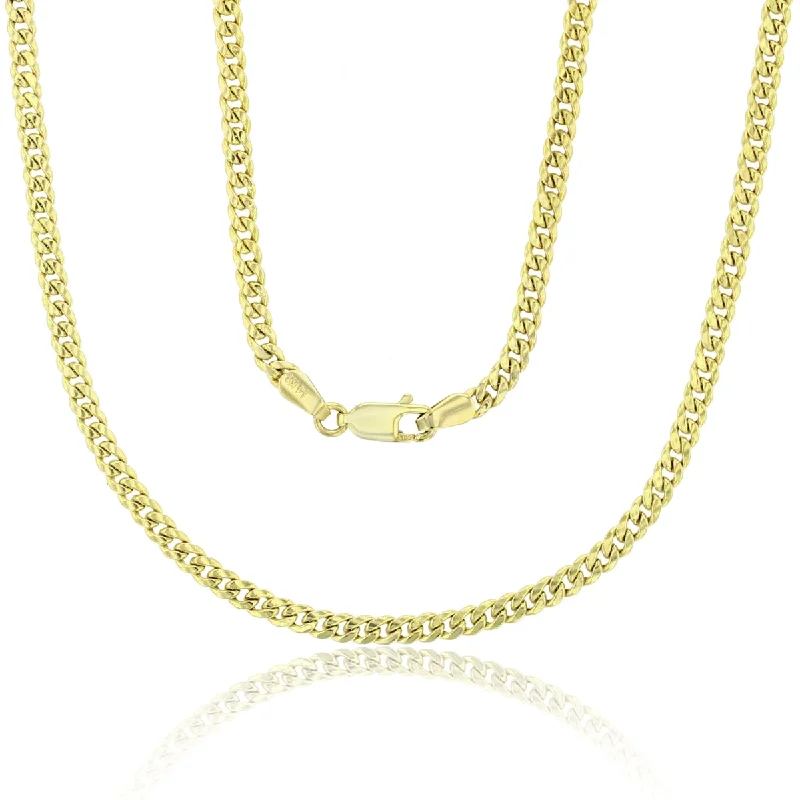 simple gold bar stud earrings 14KT Yellow Gold 16-inch 3MM Cuban Link Chain