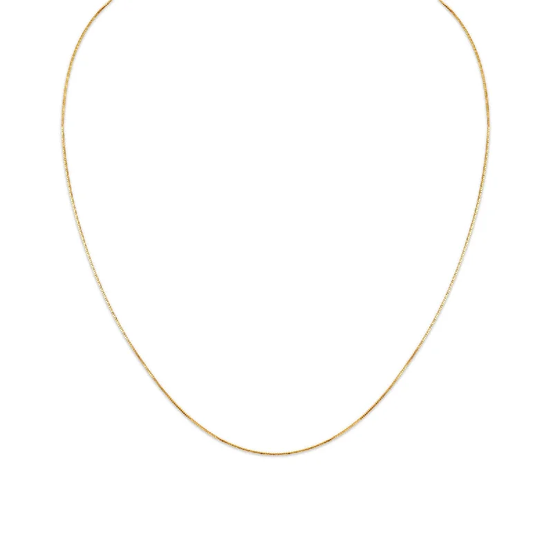 infinity loop ring rose gold 14KT Yellow Gold 18-inch 0.5MM Box Delicate Chain