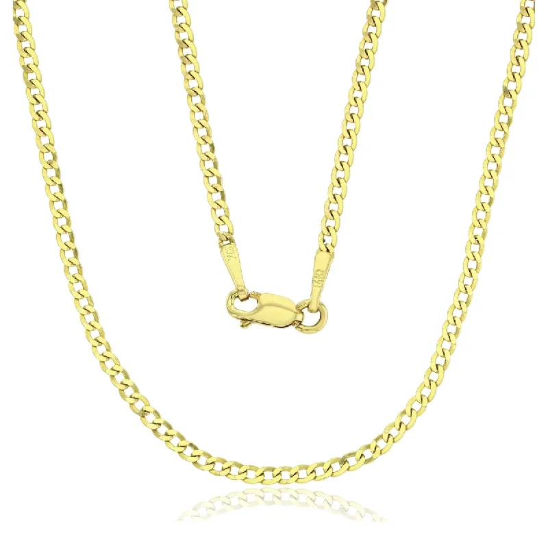 birthstone charm bracelet for mom 14KT Yellow Gold 18-inch 1.7MM Curb Chain